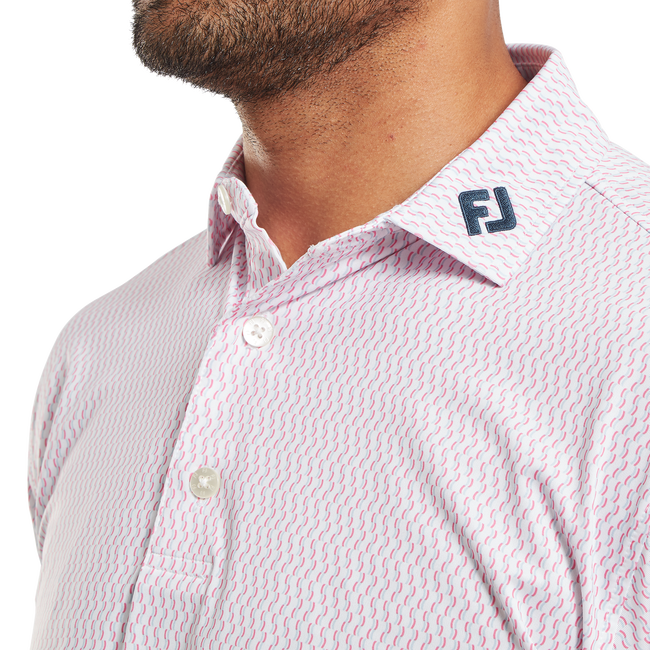 FootJoy Men’s Pink Wiggle Print Lisle Golf Polo Shirt