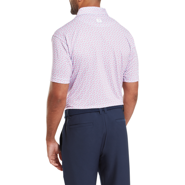 FootJoy Mens EU Floral Sketch Lisle Polo Shirt in Pink Lemonade