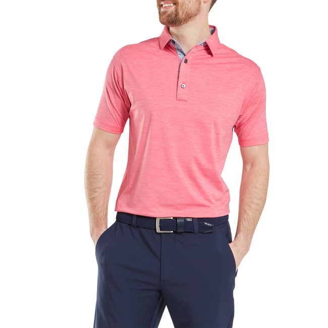 FootJoy Men’s Heather Lisle Coral Golf Polo Shirt in Pink Lemonade
