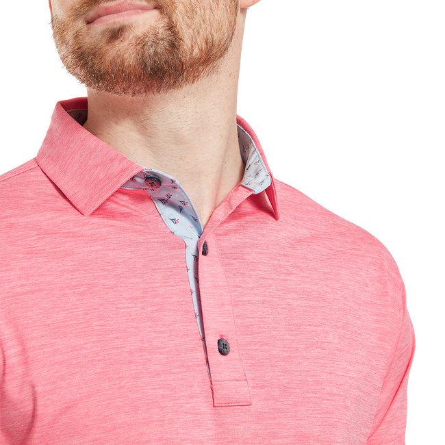 FootJoy Men’s Pink Lemonade Heather Lisle Coral Polo Shirt