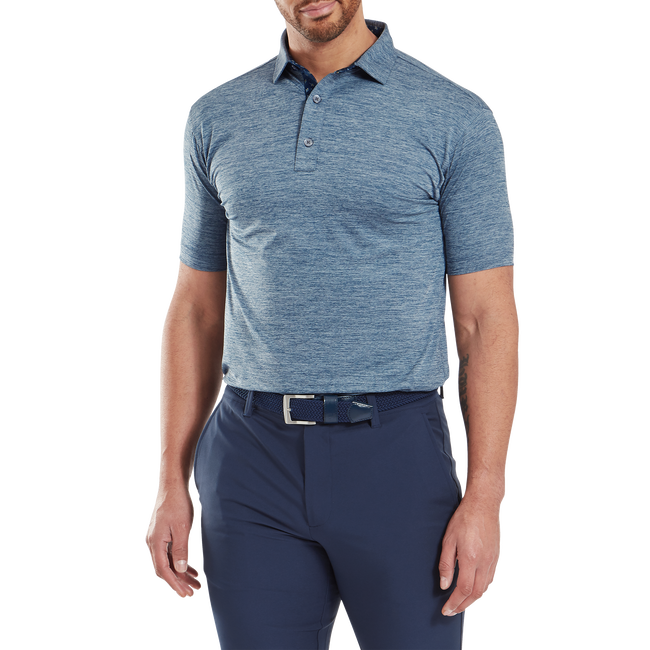 Navy FootJoy men’s heather lisle golf polo shirt, short sleeve