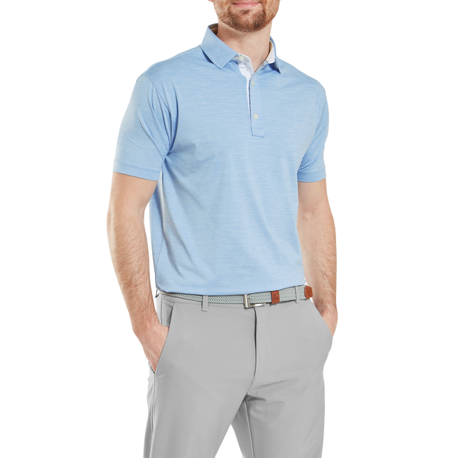 Footjoy Men’s Heather Lisle Blue Jay light blue polo golf shirt