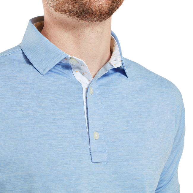 FootJoy Men’s Heather Lisle Blue Jay golf polo in light blue cotton
