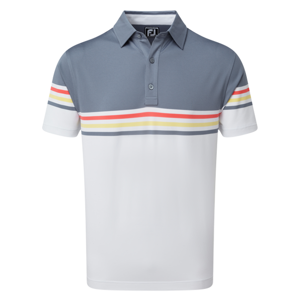 FOOTJOY MEN'S GOLF SHIRTS PIQUE COLOUR BLOCK SLATE WHITE XL