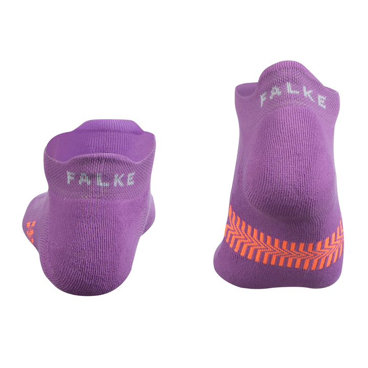 Falke purple ankle golf socks with orange leaf design, hidden luxe