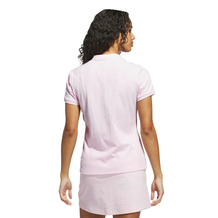 Adidas Women's Golf Shirt | Go-to Jacquard Short Sleeve Polo | Clear Pink