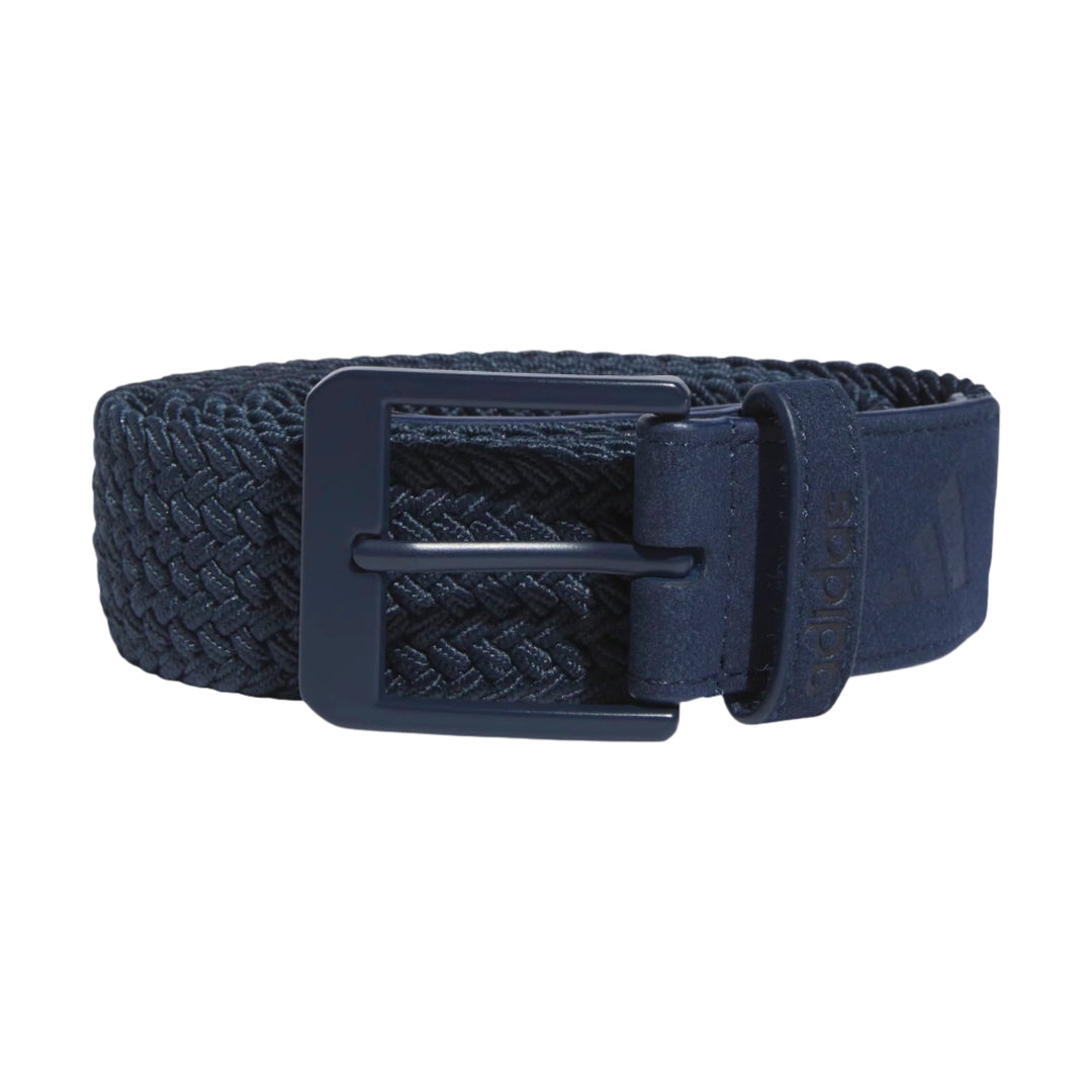 Navy blue woven belt with black buckle