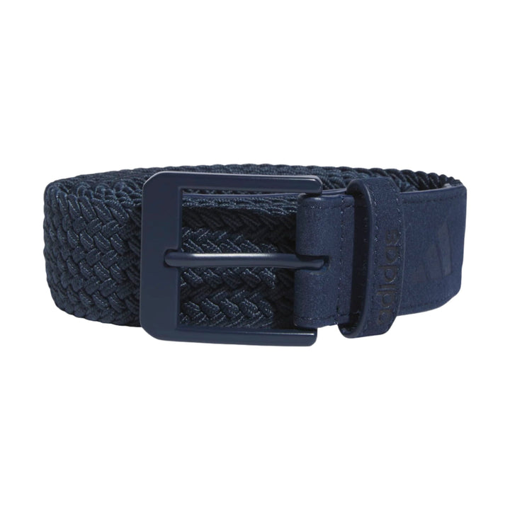 Navy blue woven belt with black buckle