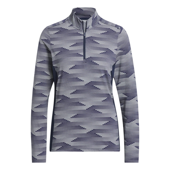 Adidas Women's Jersey | Printed  Polo Quarter Zip | Grey/Black