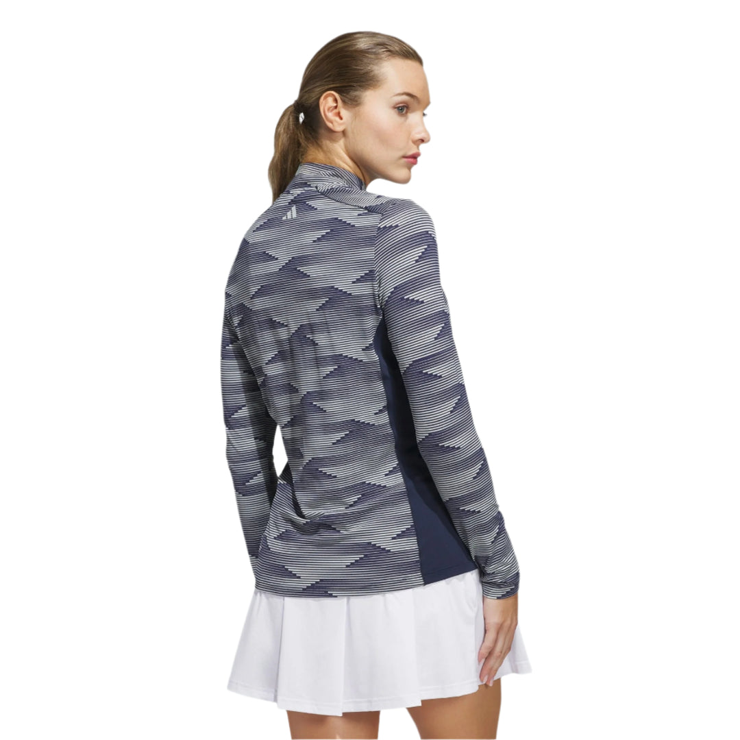 Adidas Women's Jersey | Printed  Polo Quarter Zip | Grey/Black