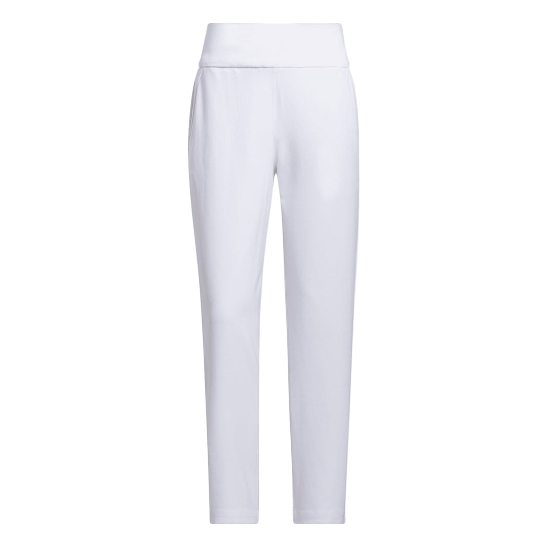 White leggings with a high waistband and slim fit design.