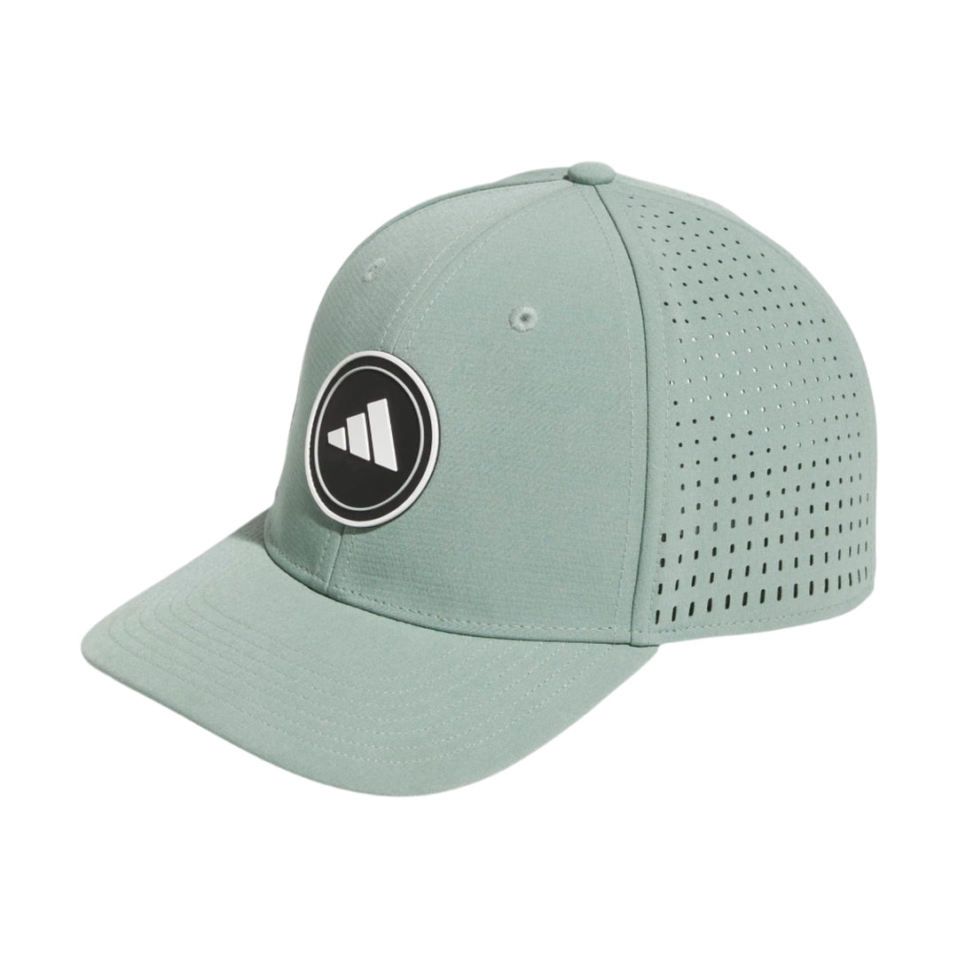 Adidas green perforated cap with logo.