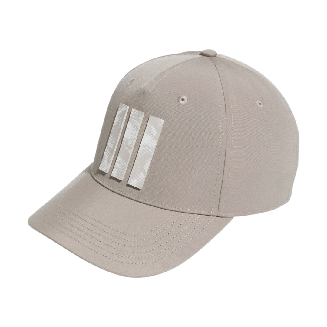 Adidas baseball cap with reflective stripes, light gray fabric.