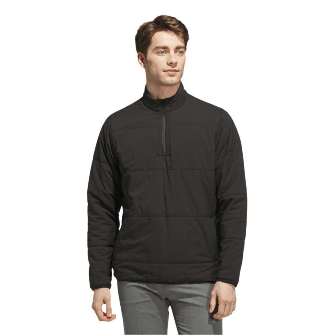 Black zip-up jacket with a high collar and zipper detail, likely made of polyester or nylon.