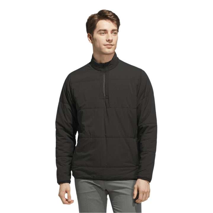 Black zip-up jacket with a high collar and zipper detail, likely made of polyester or nylon.