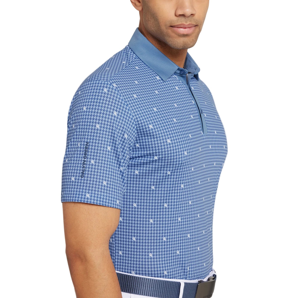 Galvin Green Marley’s Moonlight Blue/White Houndstooth Polo Shirt
