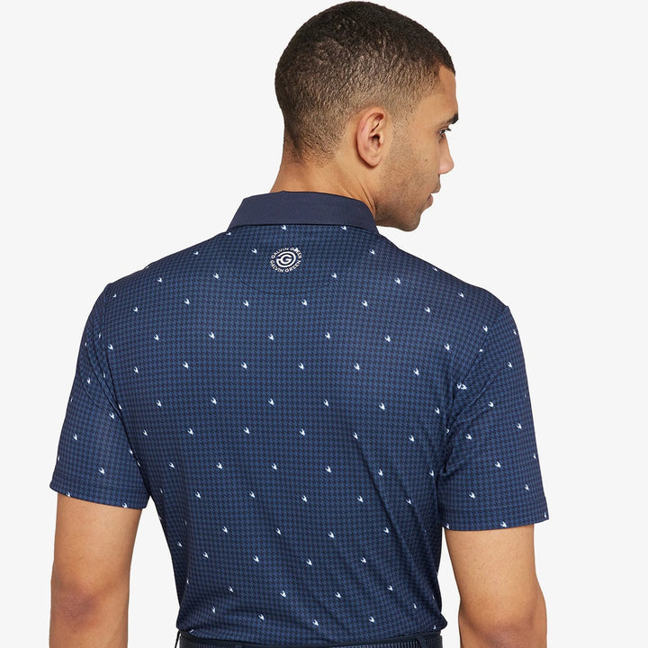 Navy blue Galvin Green Marley mens golf polo shirt with white polka dots