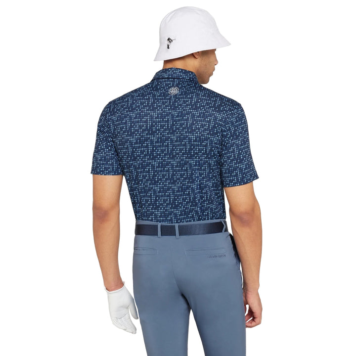 Galvin Green Marlo mens navy blue white patterned golf polo shirt
