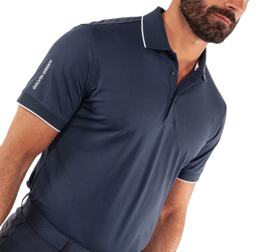 Navy Galvin Green Marty mens golf polo shirt with white tipping