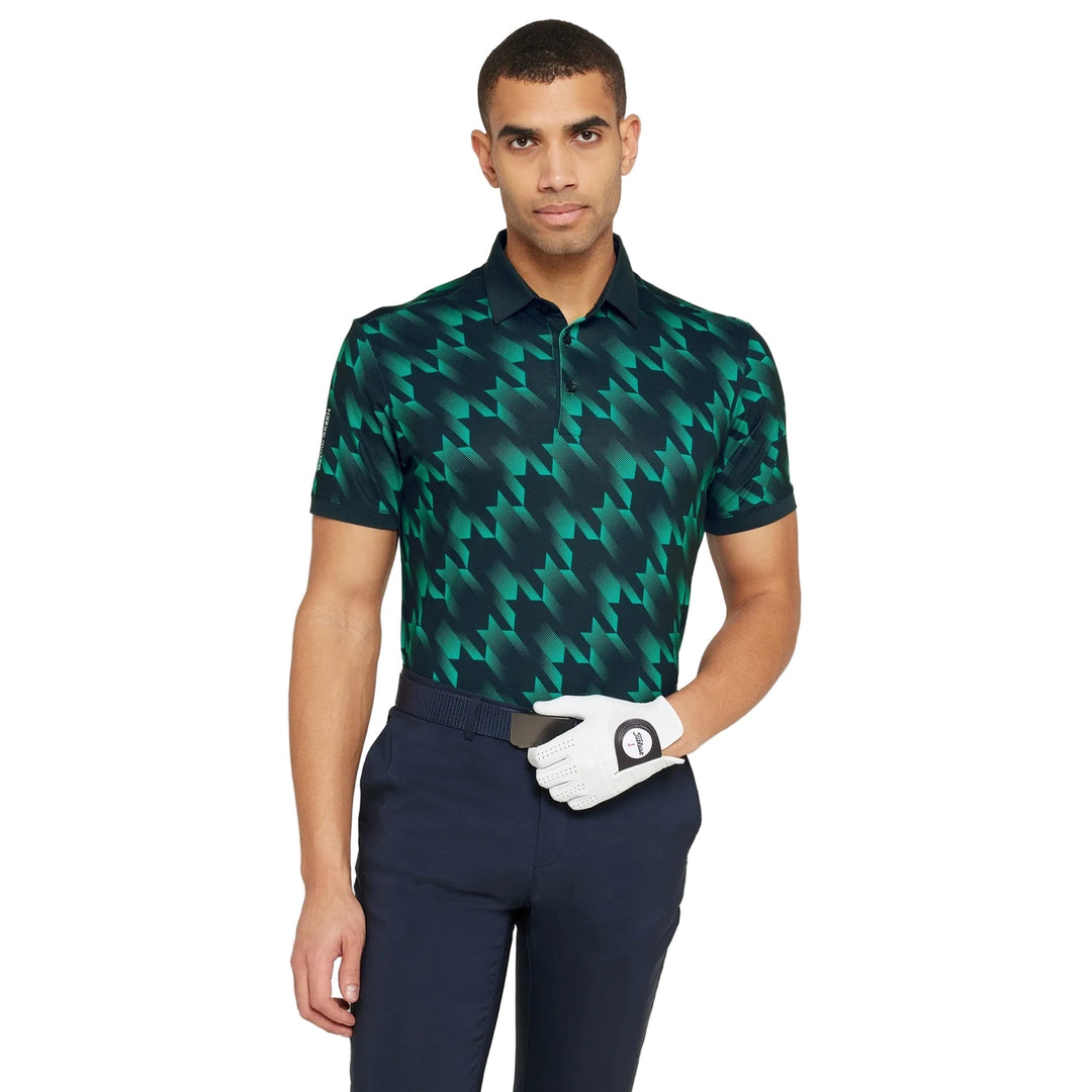 Galvin Green Miles navy golf green houndstooth polo shirt