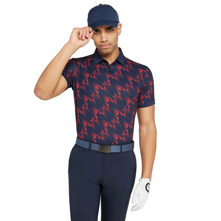 Galvin Green Miles navy red geometric golf polo shirt