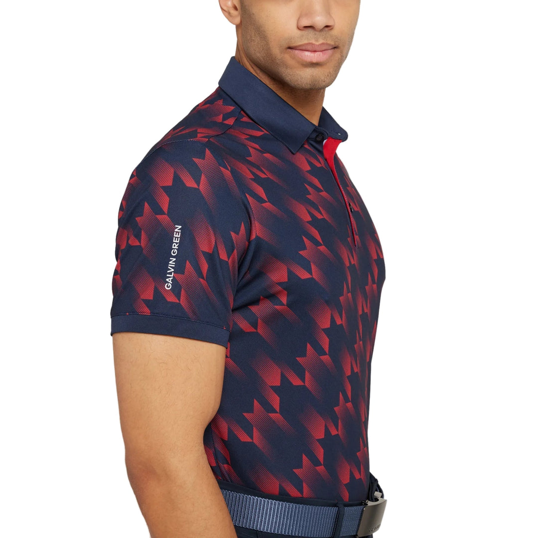 Galvin Green Miles navy red geometric polo shirt with Ralph Lauren logo