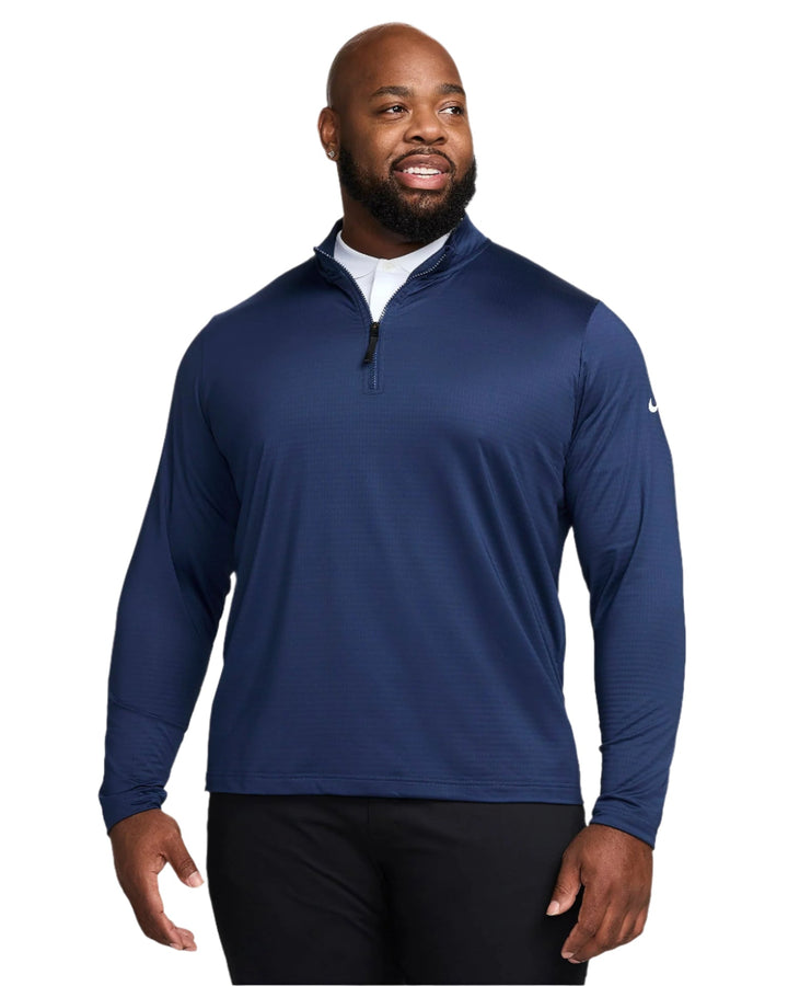 Nike navy blue quarter-zip pullover sweater.