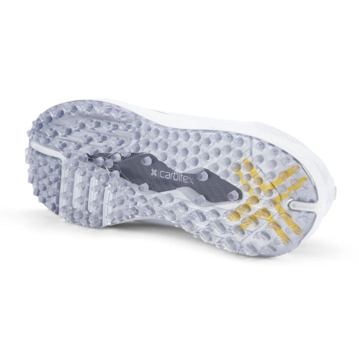 Payntr Mens Match Day white and yellow golf shoes with Cardiff spikes