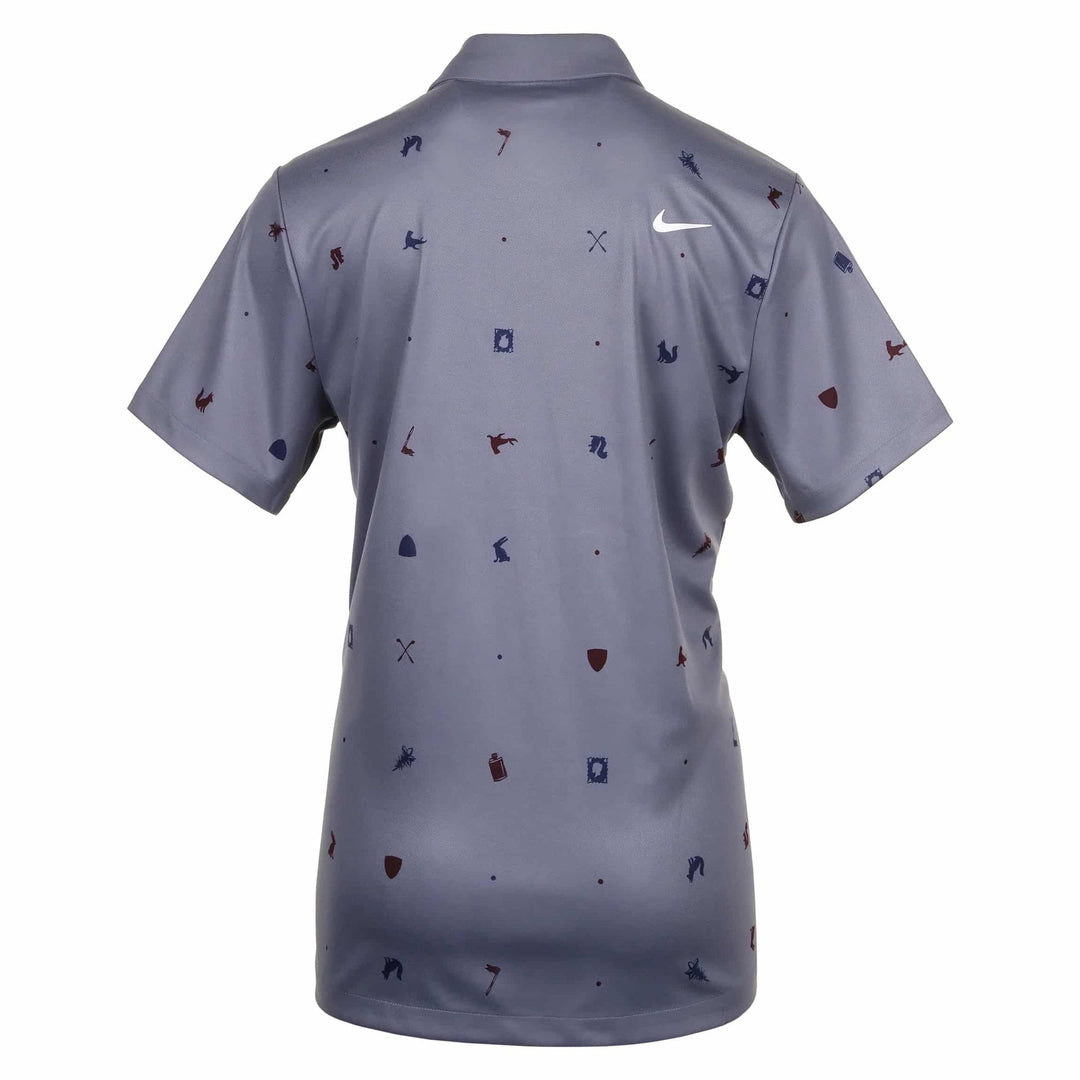 Nike golf polo shirt with small graphic prints, gray color.