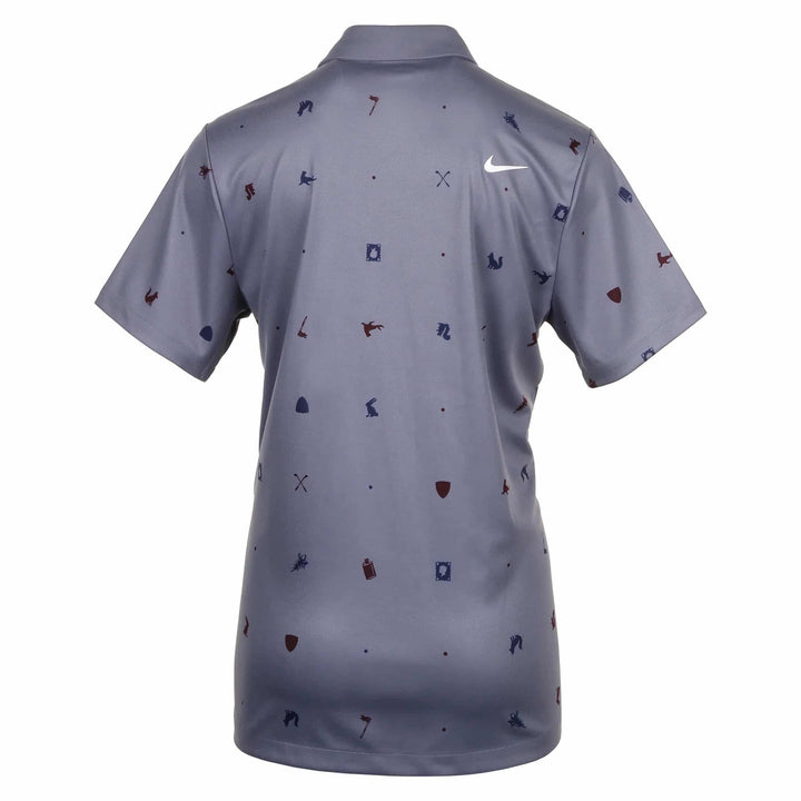 Nike golf polo shirt with small graphic prints, gray color.