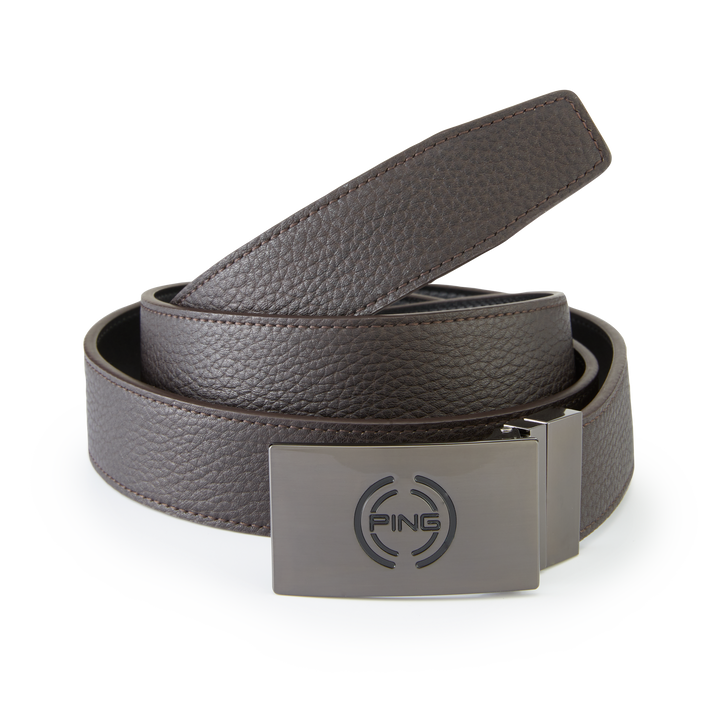 Ping reversible black leather golf belt with silver buckle