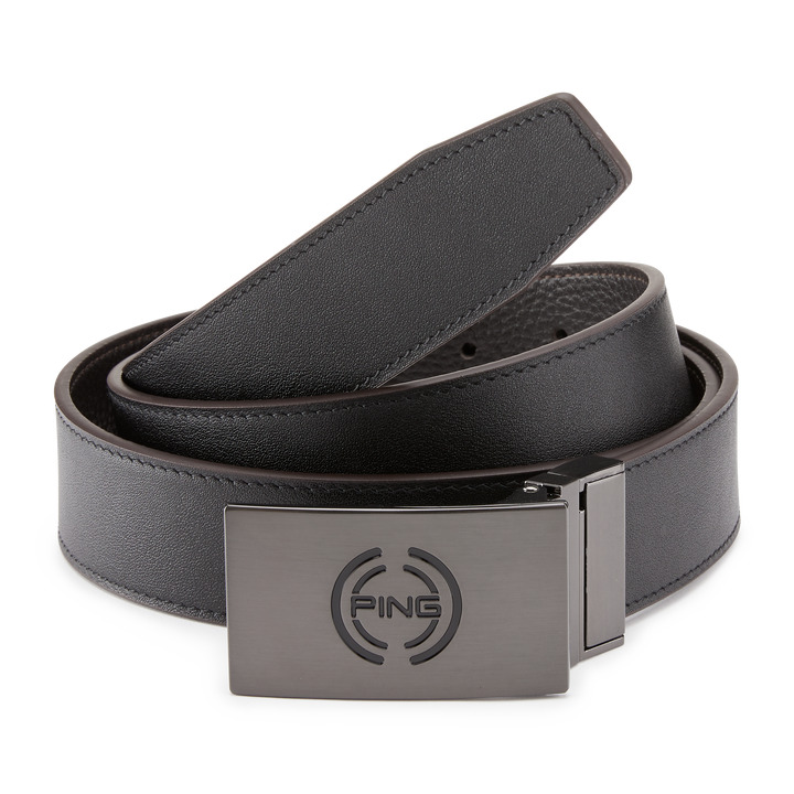 Ping black leather belt with silver buckle