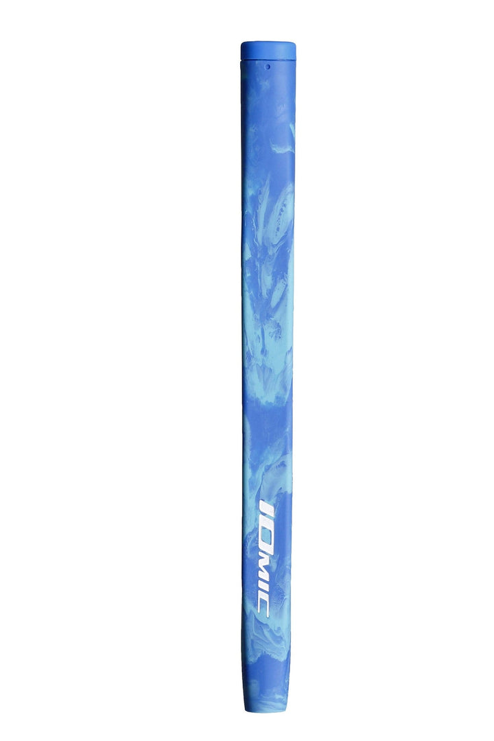 Blue marble-patterned golf club grip with ’thuric’ branding.