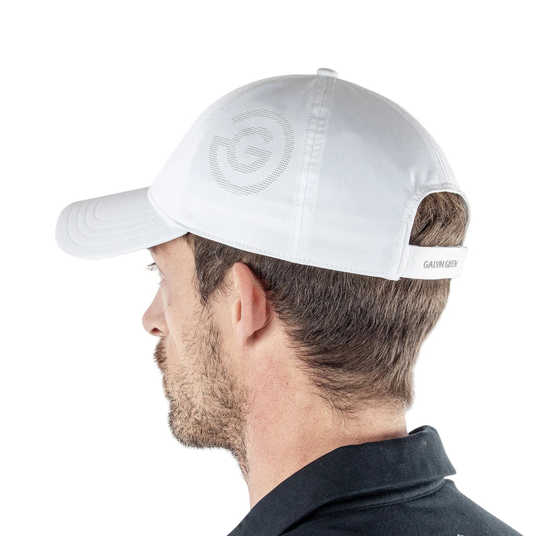 White Sanford Logo Garmin g Golf Cap by Galvin Green