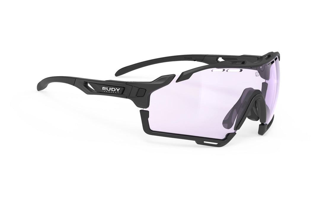 Black matte frame Rudy Project Cutline sunglasses with purple lenses