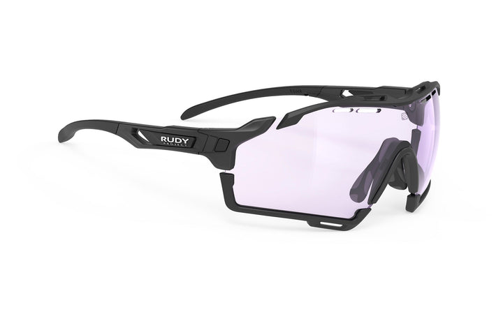 Black matte frame Rudy Project Cutline sunglasses with purple lenses