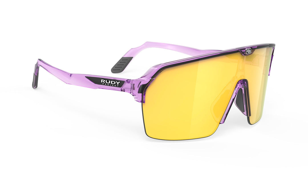 Purple and yellow Rudy Project SPINSHIELD AIR reflective sunglasses