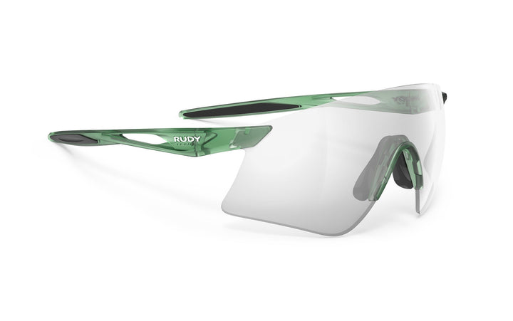 Green and white Rudy Project Evolite sunglasses with clear lenses in Astral Sphere