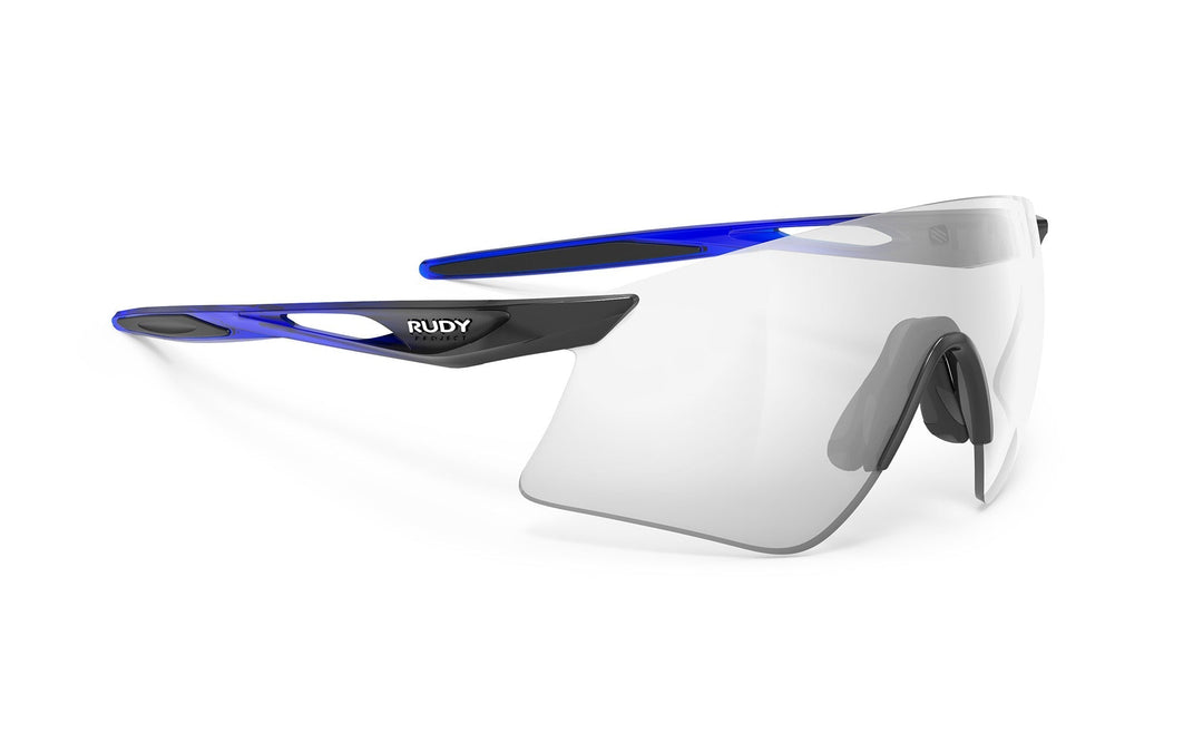 Black and blue Rudy Project Astral Sphere cycling sunglasses with clear lenses