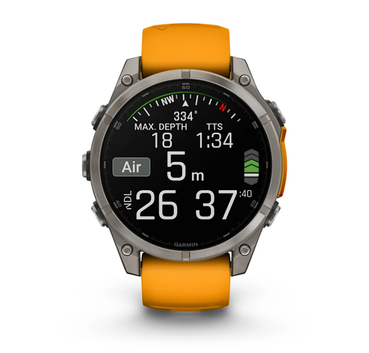 Garmin Fenix 8 Watch | 47mm | Amoled Sapphire Spark Orange/Graphite Band