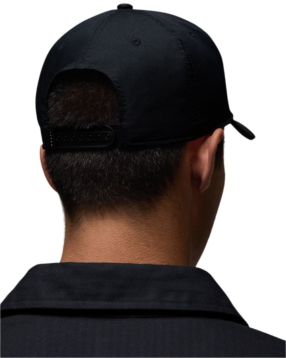 Black baseball cap with mesh back and adjustable strap, likely made of cotton or polyester.