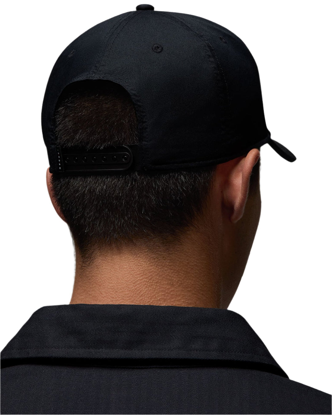 Black baseball cap with mesh back and adjustable strap, likely made of cotton or polyester.