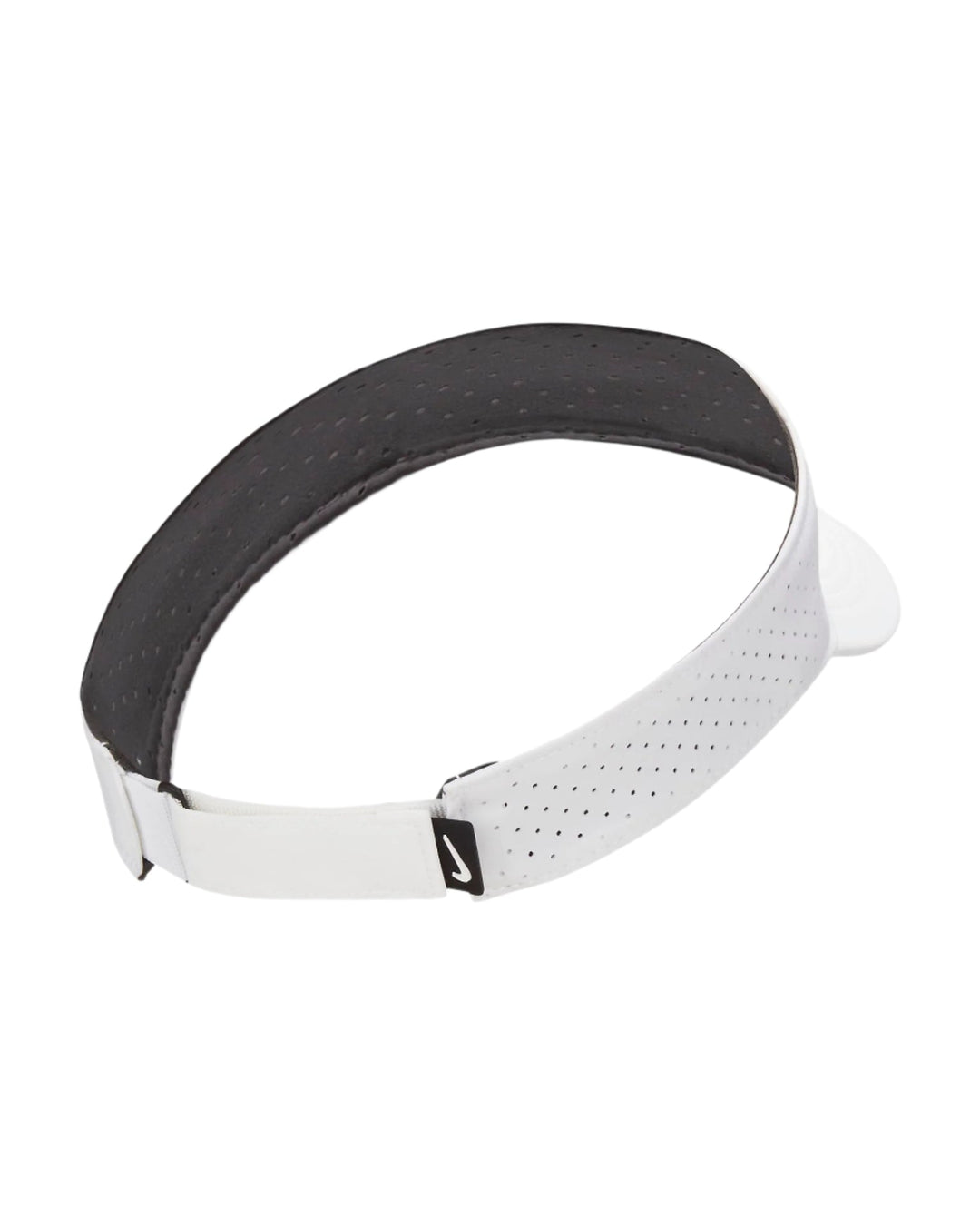 White and black visor with perforated details, likely made of synthetic fabric.