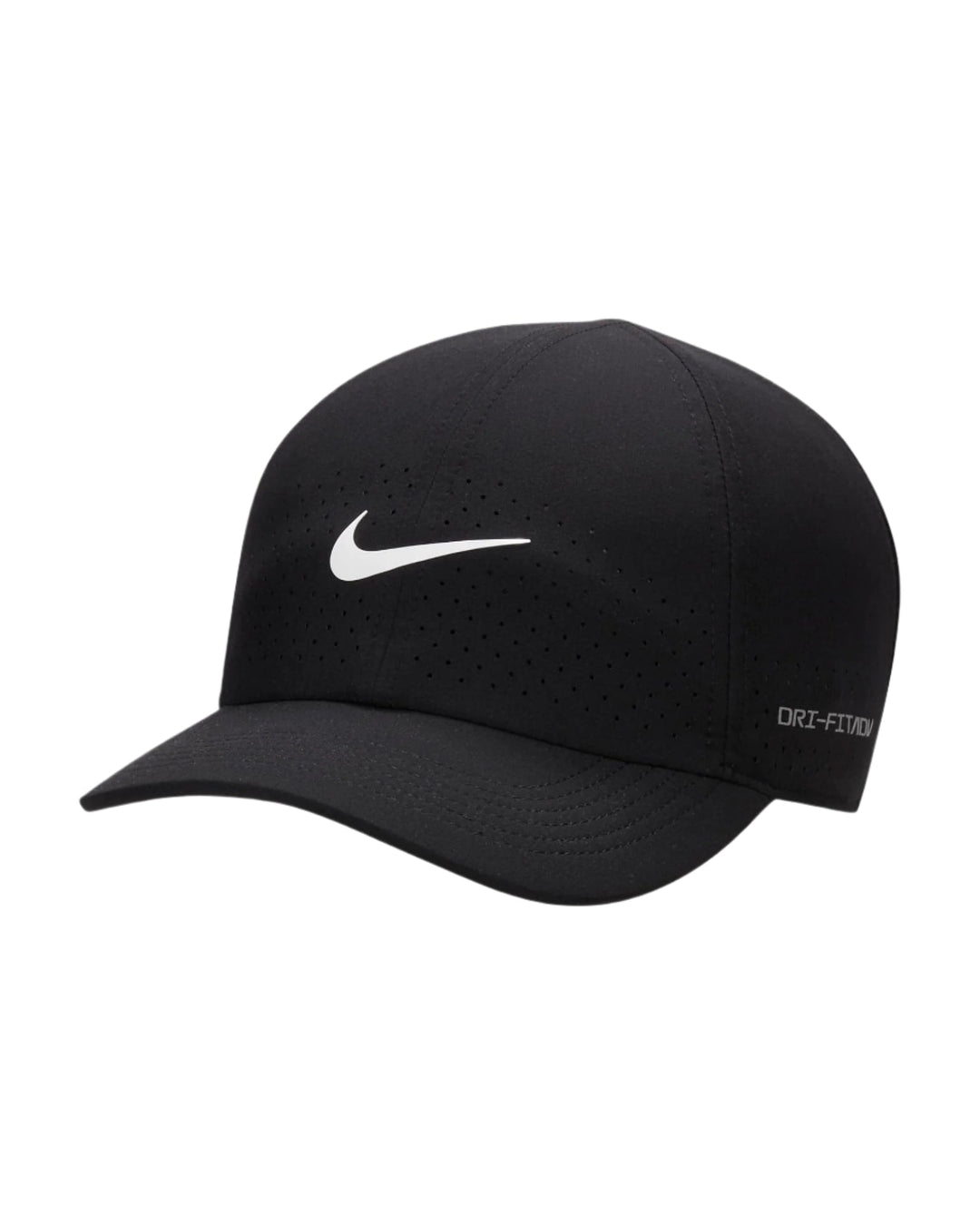 Black nike cap with white swoosh and text