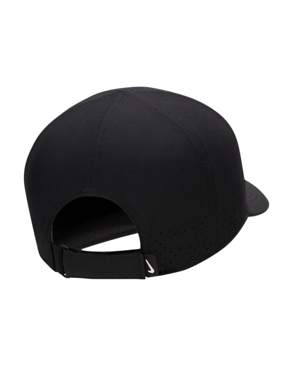 Black nike baseball cap with adjustable strap and swoosh logo.