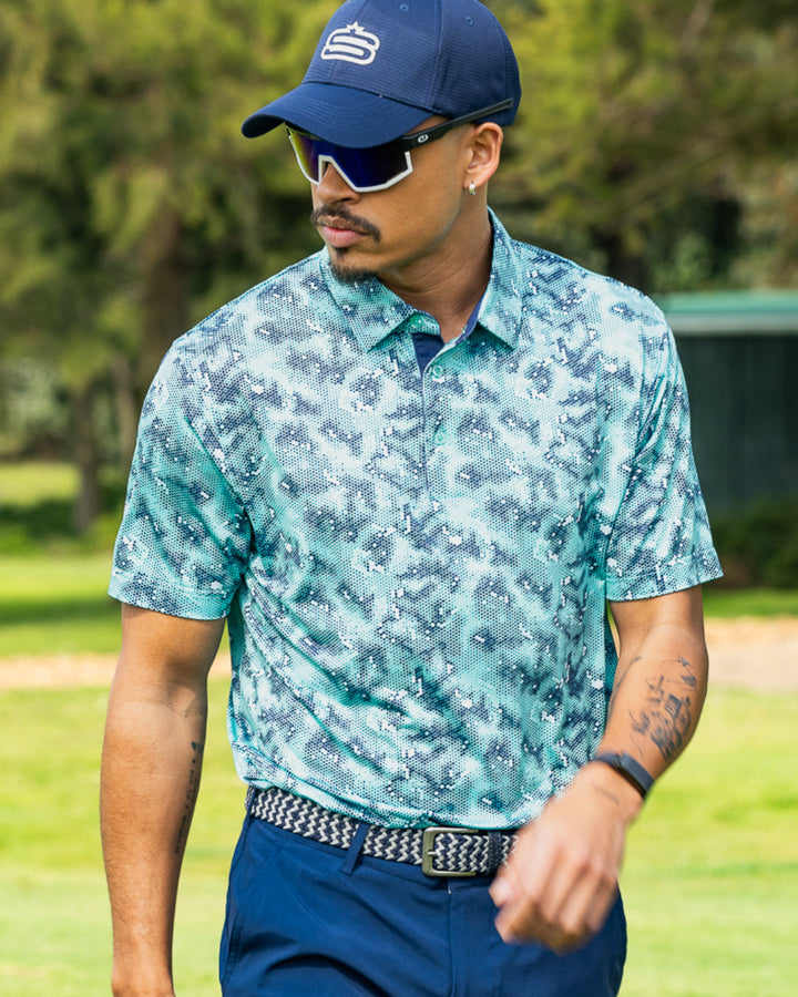 Swagg Men's Urban Camo Dry Tech Performance Golfer Polo Shirt