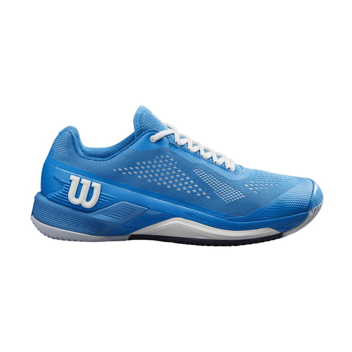 Wilson Rush Pro 4.0 mens blue tennis shoe with white laces and sole