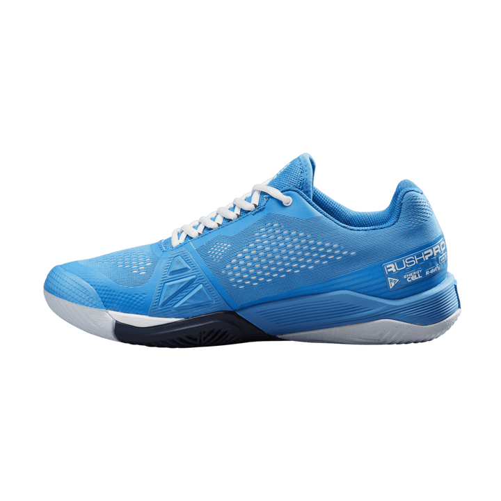 Wilson Rush Pro 4.0 mens blue white navy athletic shoe with perforations