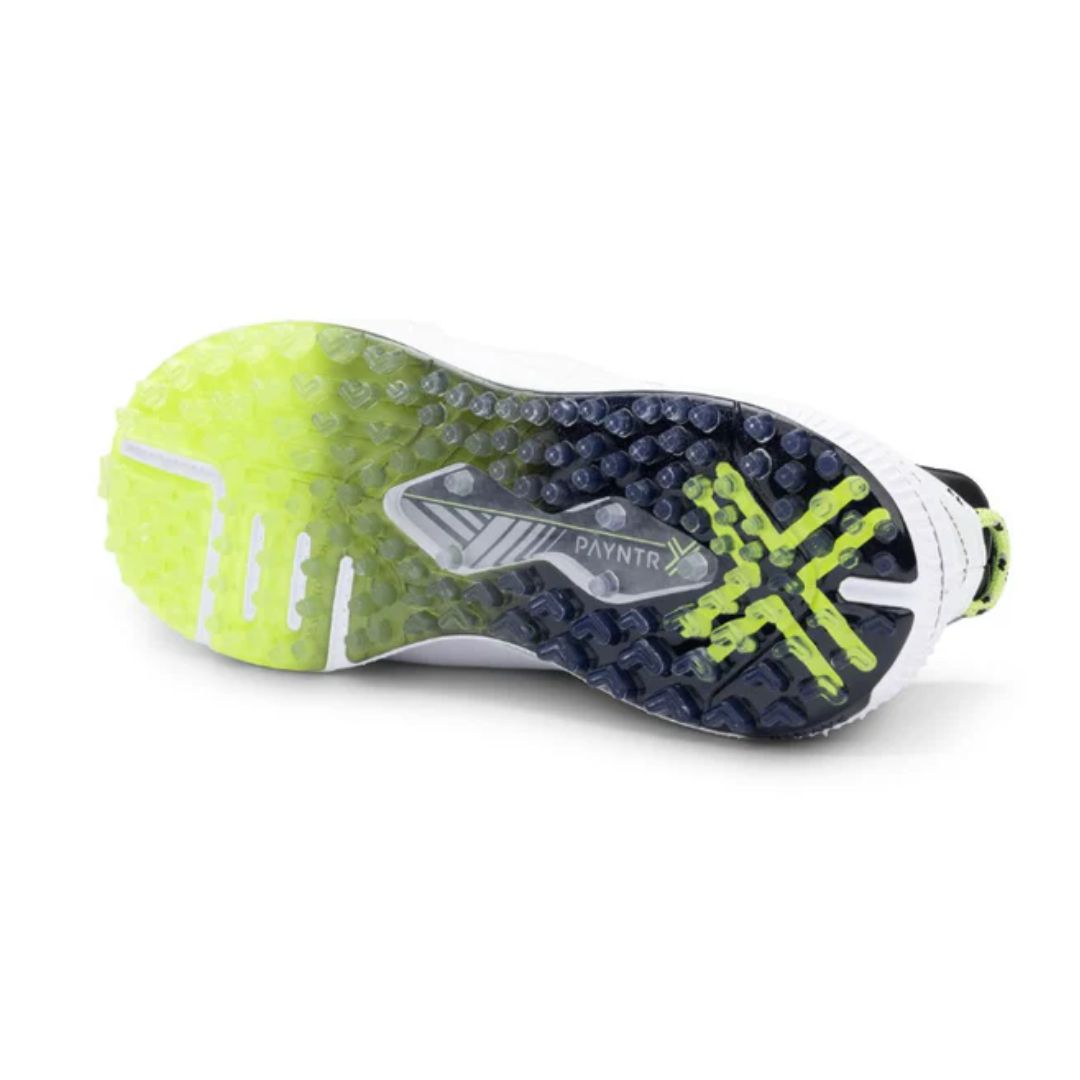 Payntr Mens Golf Shoes X002 White Black with Neon Yellow Accents