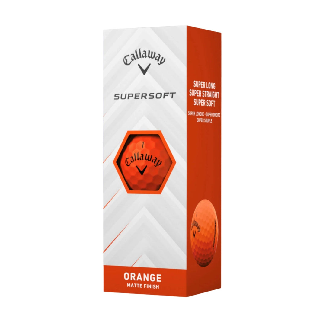 Callaway supersoft matte orange golf ball.